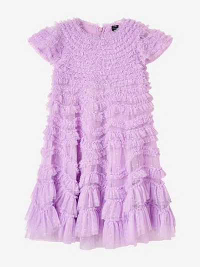 Shop Needle & Thread Girls Wild Rose Ruffle Dress In Purple