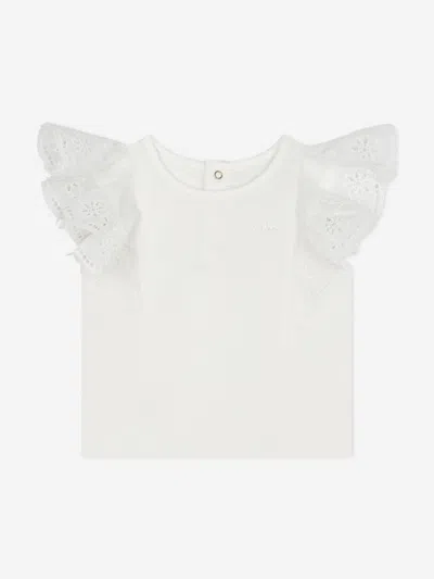 Chloé Logo-embroidered Organic Cotton Blouse In Ivory