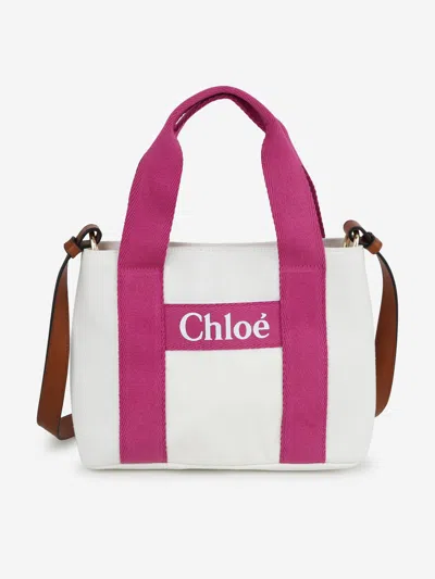 Shop Chloé Girls Denim Logo Shoulder Bag