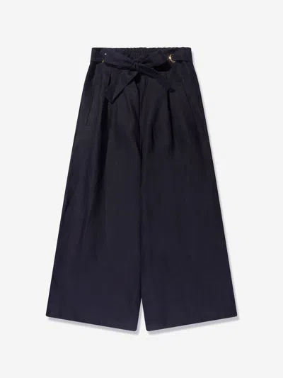 Shop Chloé Girls Linen Trousers In Blue