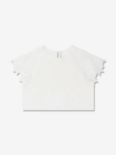 Chloé Girls Ivory Organic Cotton T-shirt In Ivory