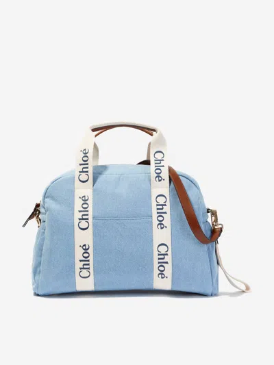 Shop Chloé Baby Girls Denim Changing Bag In Blue