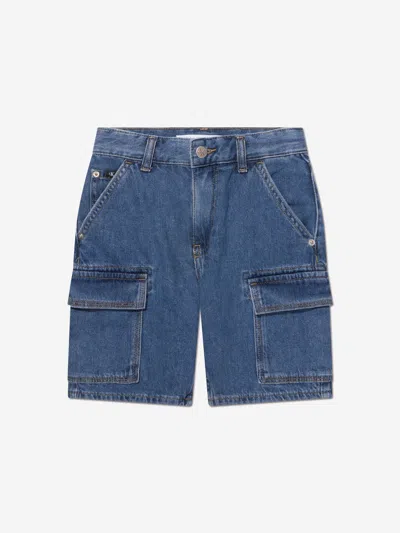 Shop Calvin Klein Jeans Est.1978 Boys Denim Cargo Shorts In Blue