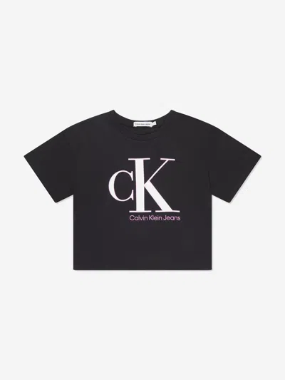 Shop Calvin Klein Jeans Est.1978 Girls Reveal Monogram T-shirt In Black