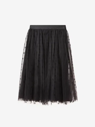 Fendi Girls Embroidered Tulle Skirt 8 Yrs Black In Black