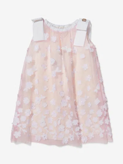 Shop Elie Saab Girls Sleeveless Flower Dress With Bows 10 Yrs Pink