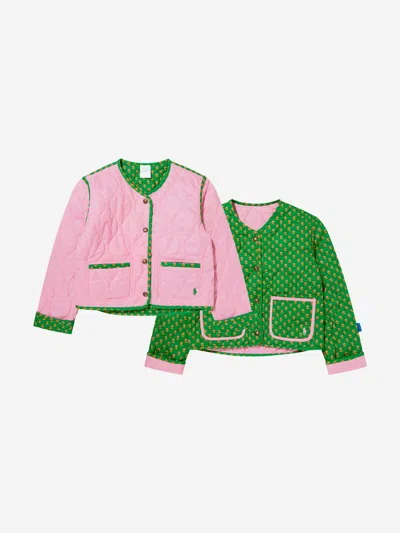 Shop Ralph Lauren Girls Reversible Quilted Jacket In Pink