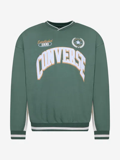 Shop Converse Boys Retro Crewneck Sweatshirt In Green