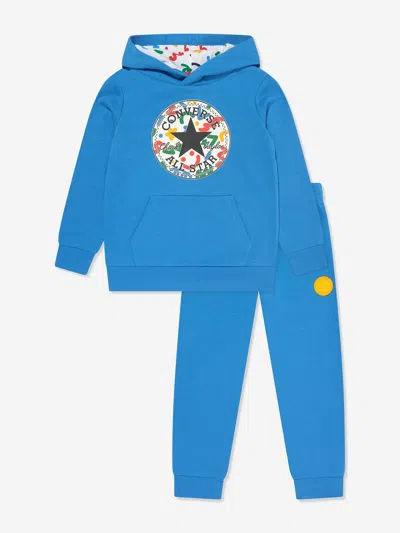 Shop Converse Boys Squiggle Pattern Hoodie And Jogger Set In Blue