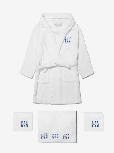 Cotton And Company Baby Boys Organic Guardsmen Muslin Bathrobe And Towel Set 3 - 6 Yrs Blue In Blue