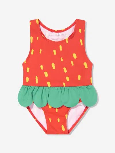 Shop Stella Mccartney Baby Girls Strawberry Swimsuit In Red