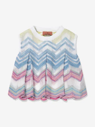 Shop Missoni Girls Zigzag Knit Sleeveless Top In Multicoloured