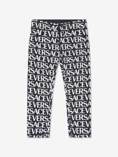 Shop Versace Girls Logo Denim Jeans 5 Yrs Black