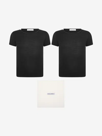 Shop Dolce & Gabbana Boys Cotton Branded T-shirt Set (2 Pack) 6 Yrs Black