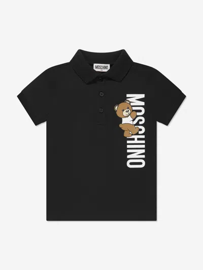 Shop Moschino Boys Teddy Logo Polo Shirt In Black