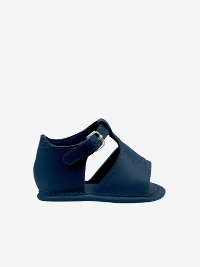 Shop Etro Baby Boys Leather Logo Sandals In Blue