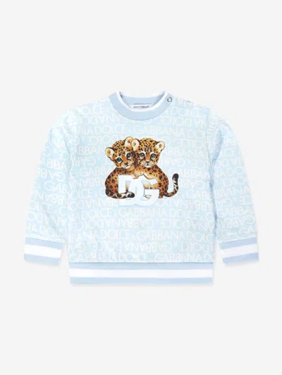 Shop Dolce & Gabbana Baby Boys Leopard Sweatshirt In Blue