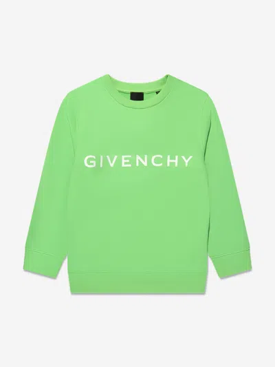 Shop Givenchy Boys Logo Print Sweatshirt In Green