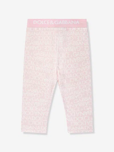 Shop Dolce & Gabbana Baby Girls Logo Leggings In Pink