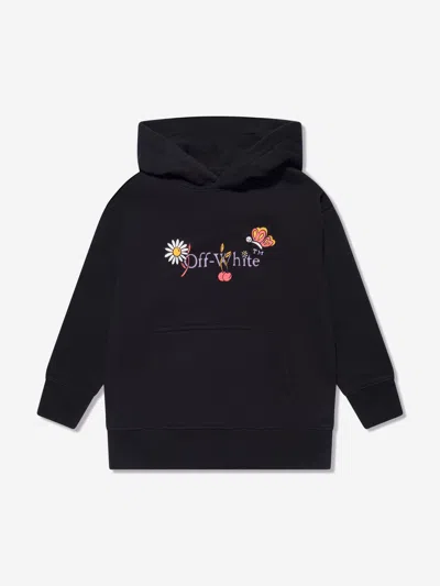 Shop Off-white Girls Funny Flowers Hoodie In Black