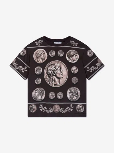 Shop Dolce & Gabbana Boys Coin Print T-shirt In Brown