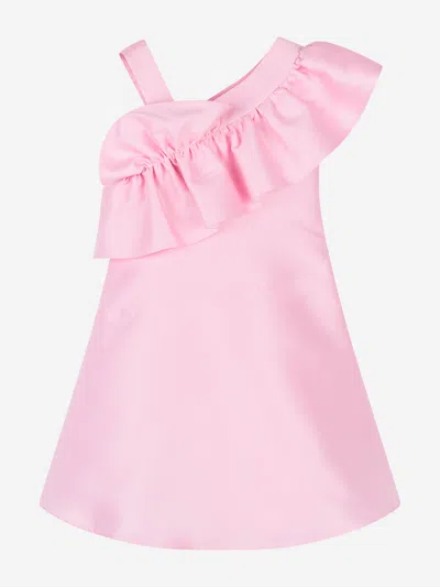 Shop Mama Luma Girls One Shoulder Ruffle Dress In Pink