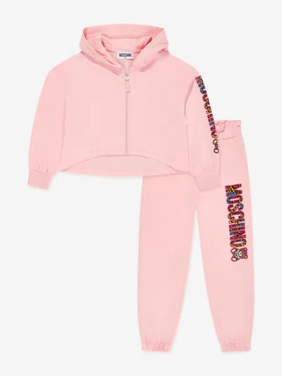 Shop Moschino Girls Logo Tracksuit In Pink