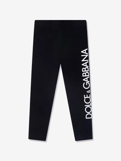 Shop Dolce & Gabbana Girls Logo Leggings In Black