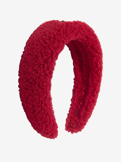 Shop Dolce & Gabbana Girls Teddy Shearling Headband In Red