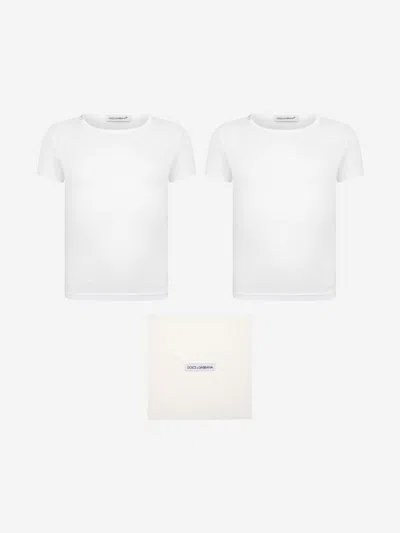 Shop Dolce & Gabbana Boys Cotton Branded T-shirt Set (2 Pack) 12 Yrs White