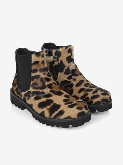Shop Dolce & Gabbana Girls Leopard Boots Eu 30 Uk 12 Multicoloured