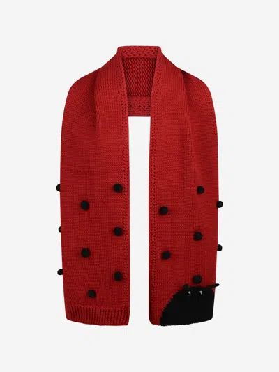 Shop Dolce & Gabbana Girls Wool Ladybug Scarf L (6 - 8 Yrs) Red