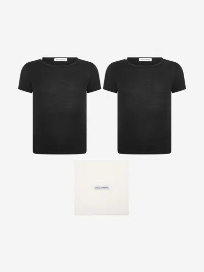 Shop Dolce & Gabbana Boys Cotton Branded T-shirt Set (2 Pack) 10 Yrs Black