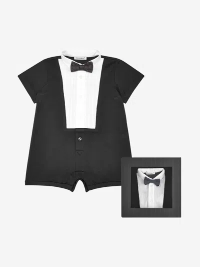 Shop Dolce & Gabbana Baby Boys Cotton Tuxedo Shortie 18 - 24 Mths Black