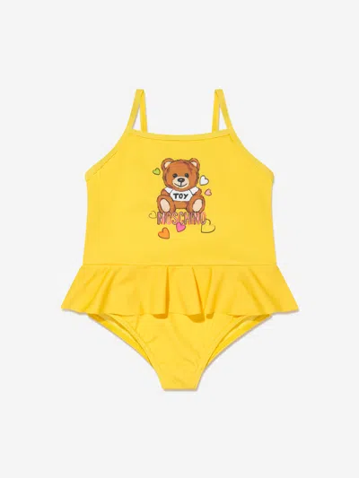 Shop Moschino Baby Girls Teddy Bear Swimming Costume In Yellow