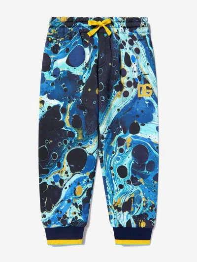 Shop Dolce & Gabbana Boys Cotton Marble Print Joggers Size 10 Yrs In Multicoloured
