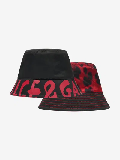 Shop Dolce & Gabbana Boyreversible Animal Print Bucket Hat S Black