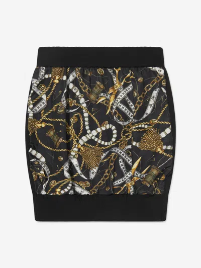 Moschino Girls Wool Knitted Skirt In Black