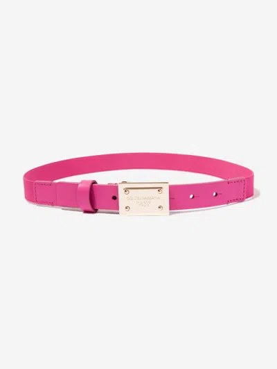 Shop Dolce & Gabbana Girls Leather Branded Belt In Pink
