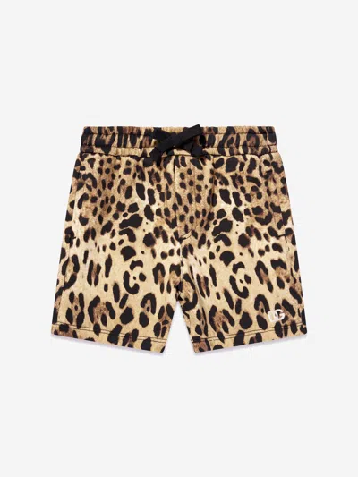 Shop Dolce & Gabbana Baby Girls Leopard Shorts In Beige