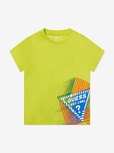 Shop Guess Boys Logo Print T-shirt In Green