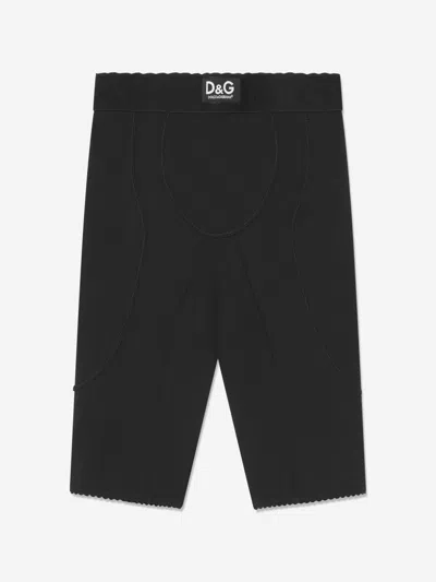 Shop Dolce & Gabbana Girls Logo Cycling Shorts In Black