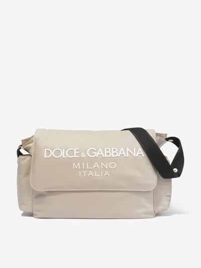 Shop Dolce & Gabbana Baby Logo Changing Bag In Beige