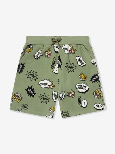 Shop Kenzo Boys Branded Bermuda Shorts In Green
