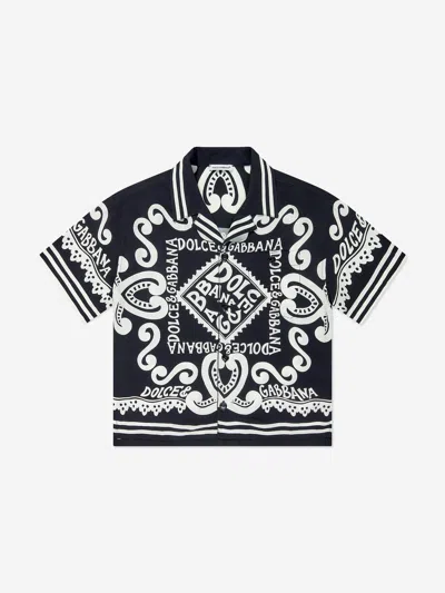 Dolce & Gabbana Javanese Shirt With Marine Print In Blue