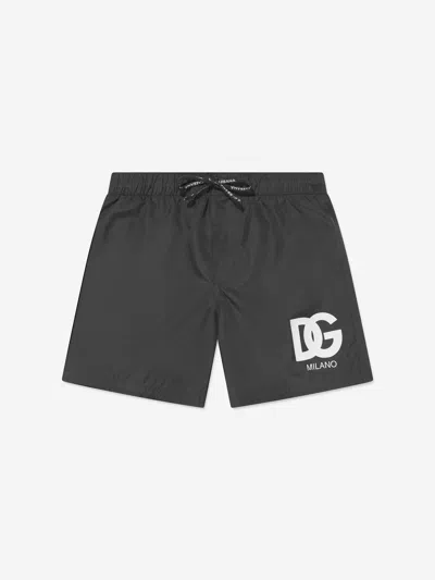 Shop Dolce & Gabbana Boys Logo Swim Shorts In Black
