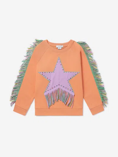 Shop Stella Mccartney Girls Star Tassel Sweatshirt In Orange