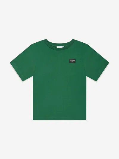Shop Dolce & Gabbana Boys Logo Labelled T-shirt In Green
