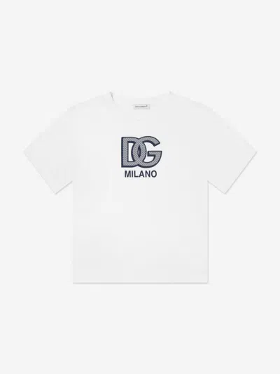 Shop Dolce & Gabbana Boys Milano Logo T-shirt In White