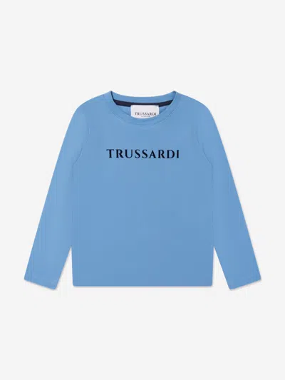 Shop Trussardi Boys Beid Long Sleeve T-shirt In Blue